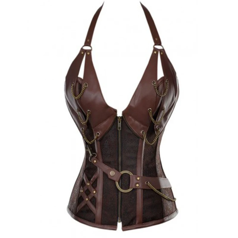 Корсет женский из искусственной кожи на молнии батальных размеров 6XL|corset vest|corset
