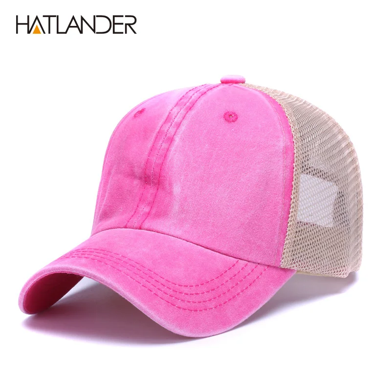 Fuchsia HATLANDER, повседневные однотонные бейсболки, сетчатая Кепка для грузовика, уличная летняя кепка от солнца, сетчатая Кепка gorras chapeau, регулируемая хлопковая кепка snapback - Цвет: Fuchsia