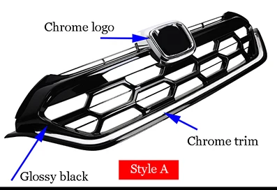 Style A Для Honda CR-V CRV передний бампер гоночная решетка гриль глянцевая черная крышка гриль замена автомобиль Стайлинг автозапчасти - Цвет: Style A