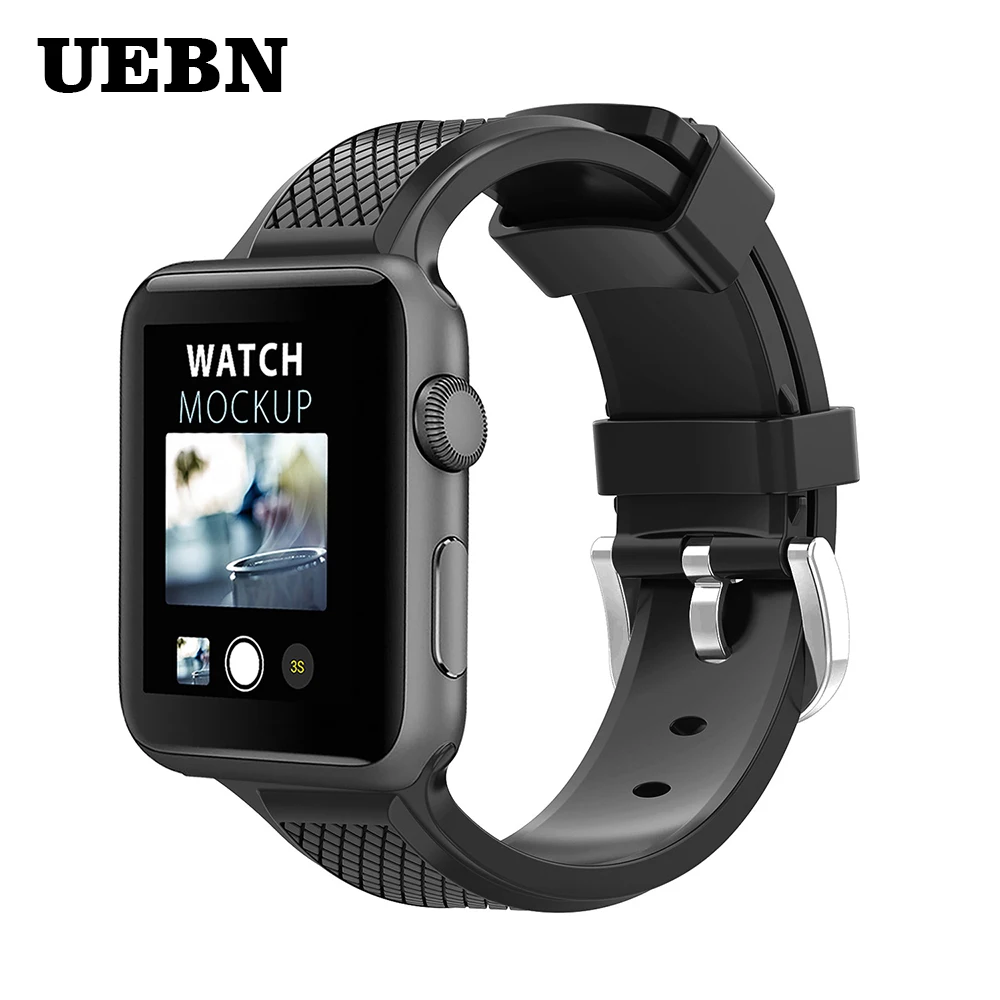 Ремешок UEBN силиконовый спортивный для apple watch series 4 3 2 1 сменный Браслет iWatch Diamond 38 40