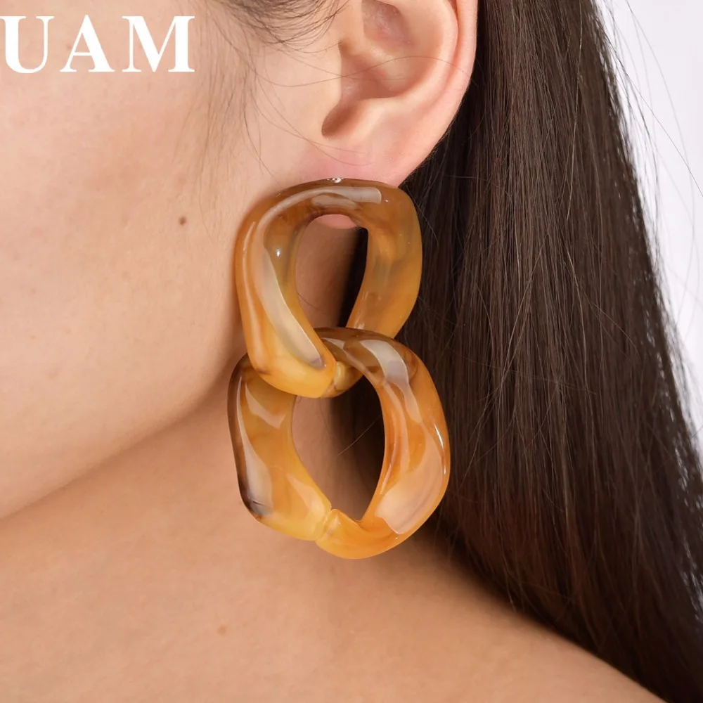 Женские массивные серьги UAM большие акриловые висячие в стиле бохо индийские