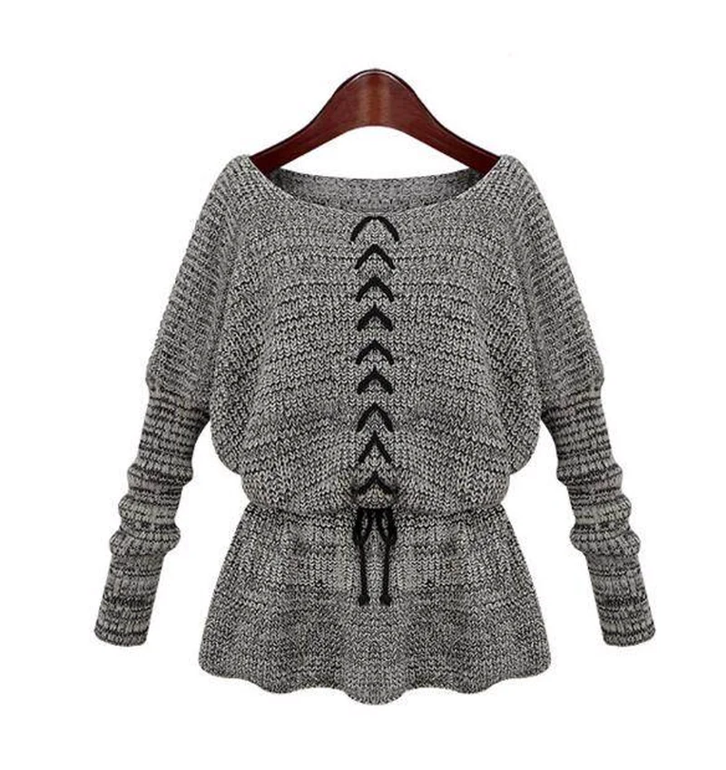 New Women Fashion Sweater 2018 Autumn Winter Gray Black Tops Knitted Pullovers Long Sleeve Shirt Female Clothing |