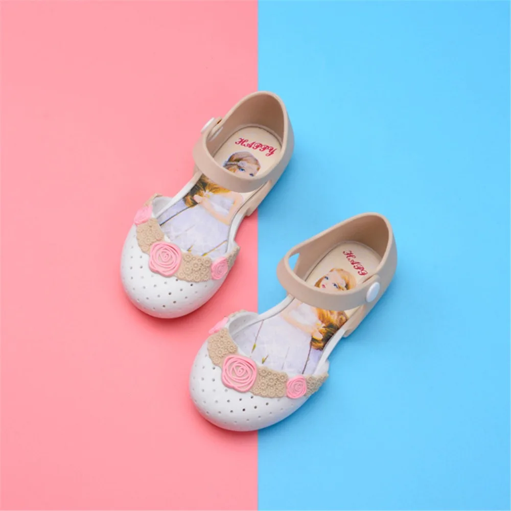Girl's New Arrival Roses Flowers Decor Mini Melissa Summer Sandals Casual Fashion Round Toe Jelly Shoes Flat Beach | Детская одежда