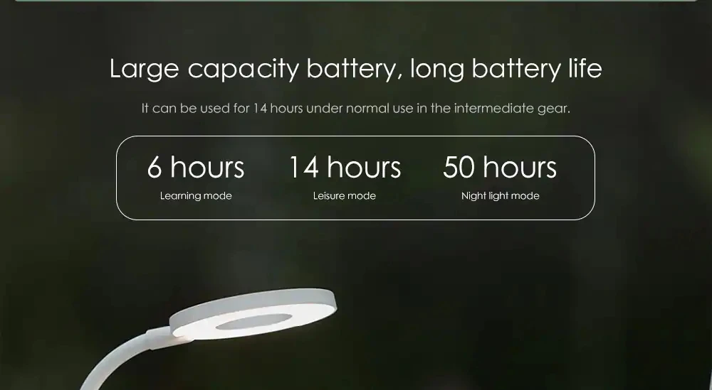 Xiaomi Yee светильник светодиодный 3 режима Клип Настольная лампа Защита глаз Настольный светильник сенсорный переключатель диммер литиевая батарея Зарядка через usb настольная лампа