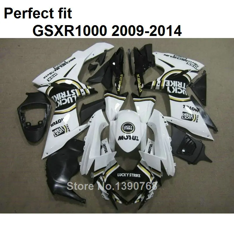 Высококачественные обтекатели под давлением для Suzuki GSXR1000 2009-2014 белый черный