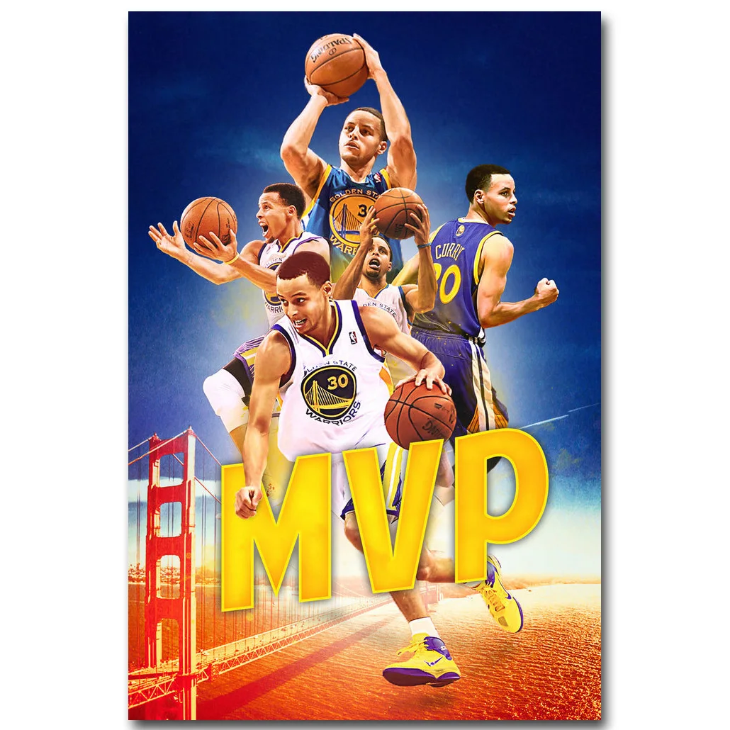 Стефен Карри Баскетбол MVP Star Art шелковая ткань постер с принтом 13x20 24x36 дюймов