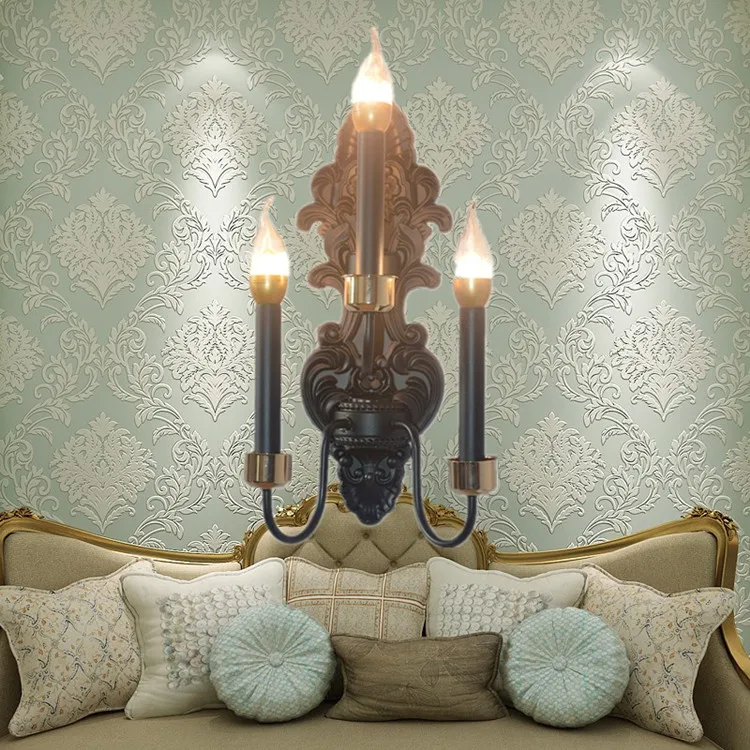 Кованая Железная настенная лампа в виде свечи с 3 головками американский