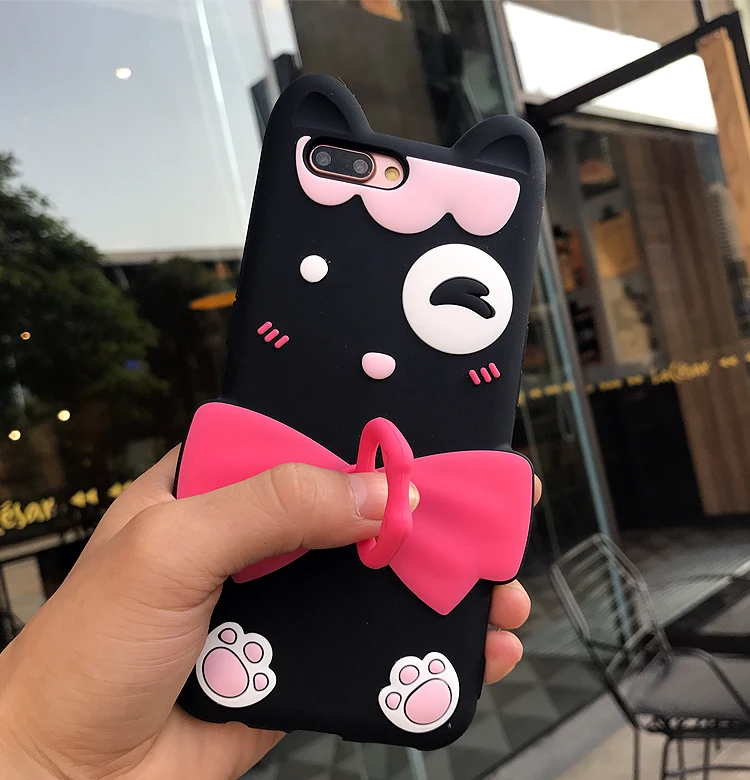 Fashion 3D Cartoon Ring cat Silicone case for OPPO R11Cute cover R11 PLUS |