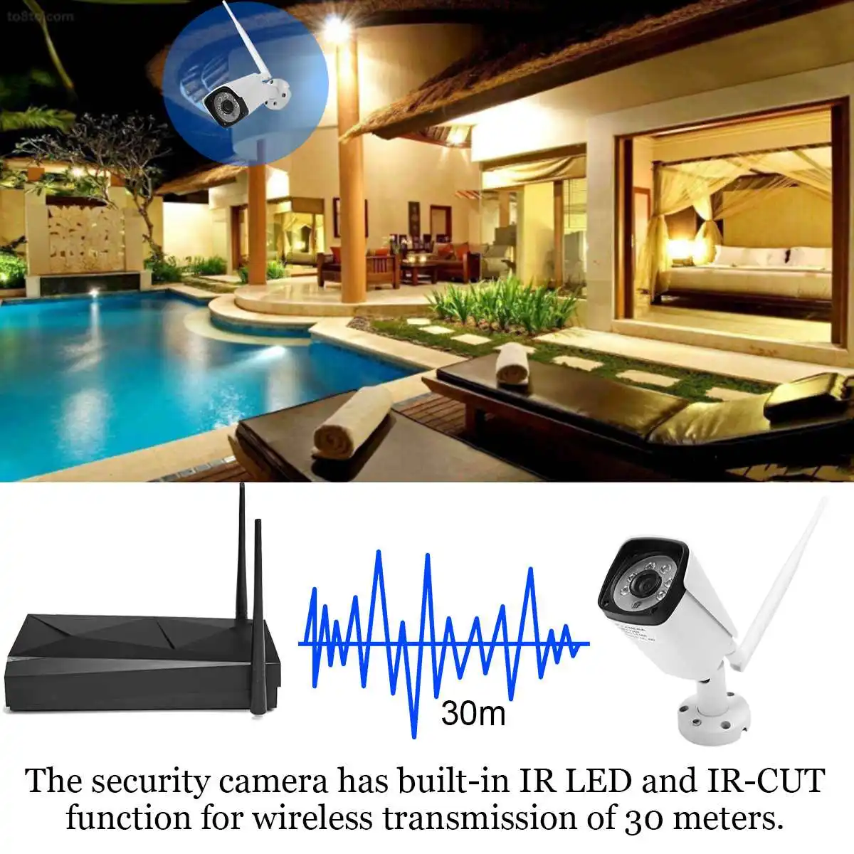 1080P 4CH WiFi Беспроводная CCTV система видеонаблюдения NVR комплекты для помещений/улицы IP камеры водонепроницаемый датчик движения