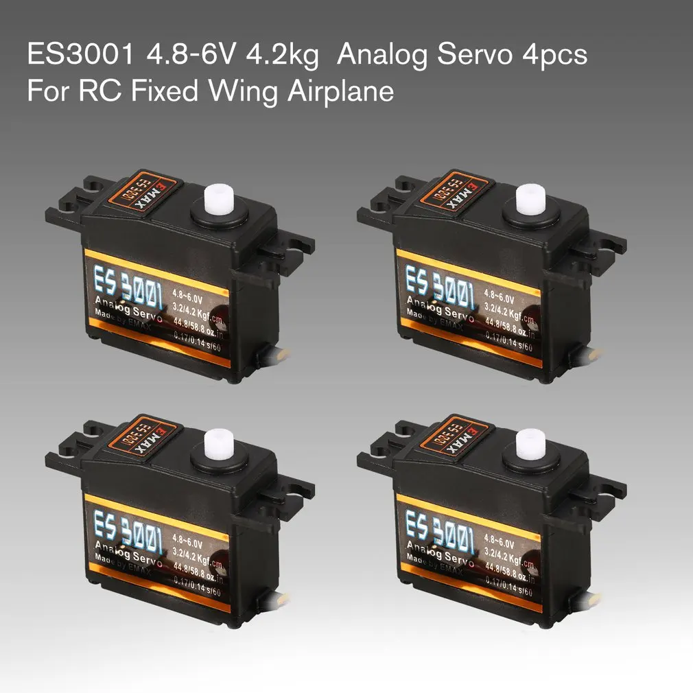 4 шт. EMAX аналоговые Пластик Шестерни Servo ES3001 8 V 6 2 кг 0 17/0 14 s/60 градусов для