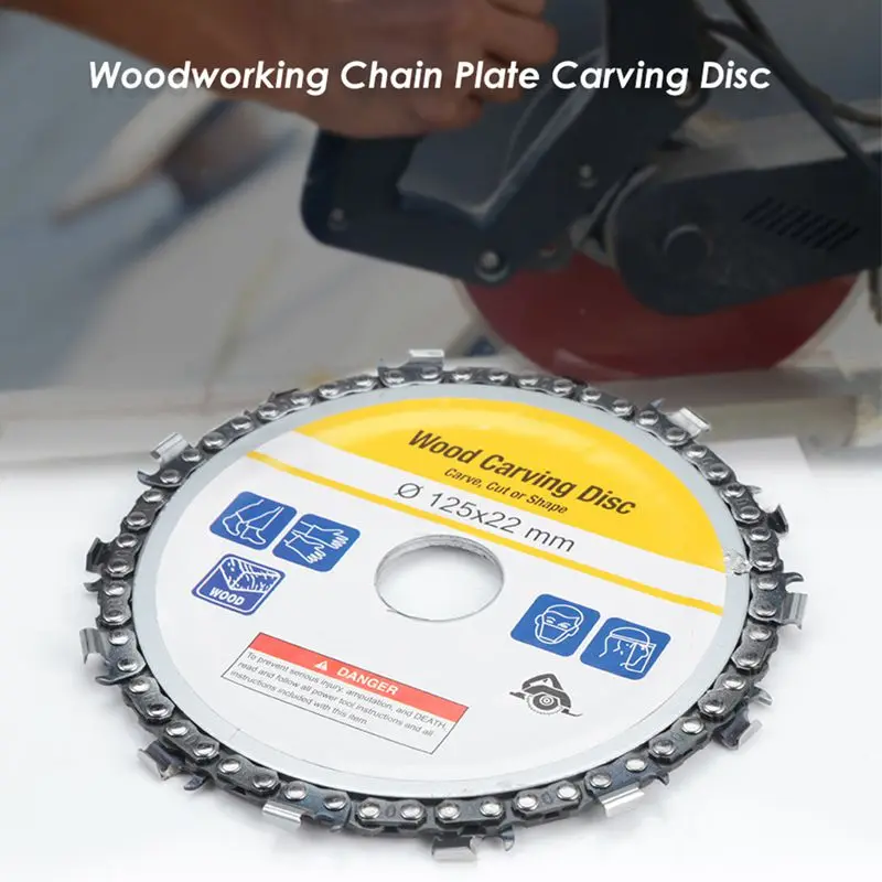 

5 Inch Chain Grinder Chain Saws Disc Woodworking Chain Plate Tool 5 Inch Multi-Functional Wood Carving Disc Angle Grinding Tool