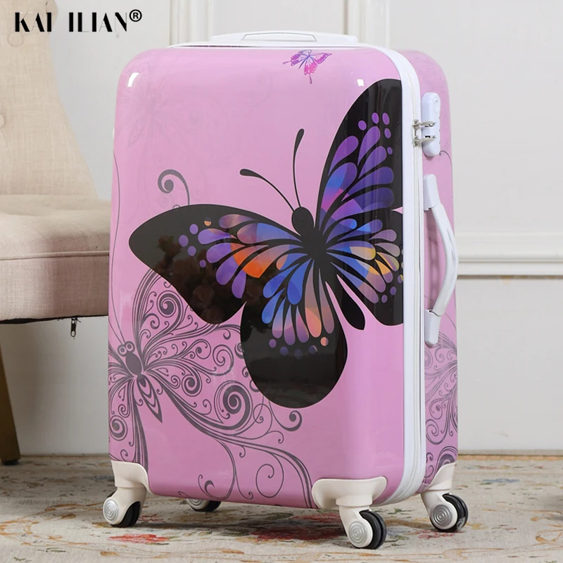 Cute Cartoon Student Rolling Luggage Spinner Children butterfly Trolley Suitcase Wheels Kids Carry On Travel Bag Women suitcase