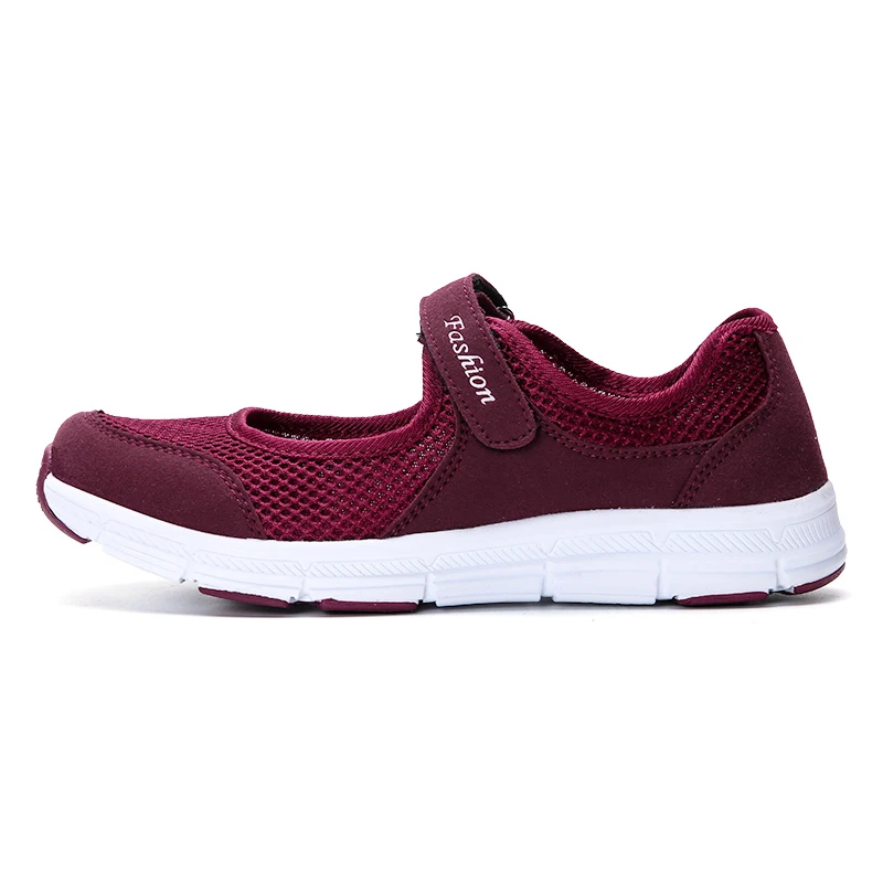 Красный MWY/Женская прогулочная обувь; Zapatillas Deporte Mujer; уличная спортивная обувь; женская спортивная дышащая сетчатая обувь; женские кроссовки на липучке - Цвет: Красный
