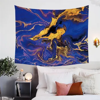 BlessLiving Marble Texture Tapestry Liquid Golden Decorative Wall Hanging Rock Stone Abstract Wall Carpet Home Decor 150x200cm 3