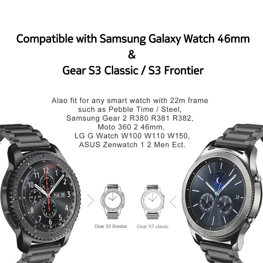 Laforuta 22 мм 20 металлический браслет для Samsung Gear S3 Frontier Classic Galaxy Watch 46 Женский/мужской