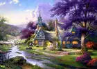 Картина маслом, качественный Набор для вышивки крестиком 14 карат, вышивка, пейзаж, лесная хижина, фиолетовый цвет, для вышивки, Декор, искусство ручной работы