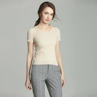 new 2019 summer knitted tshirt women elastic korean short sleeve tee shirt cool o neck femme camisas mujer d374