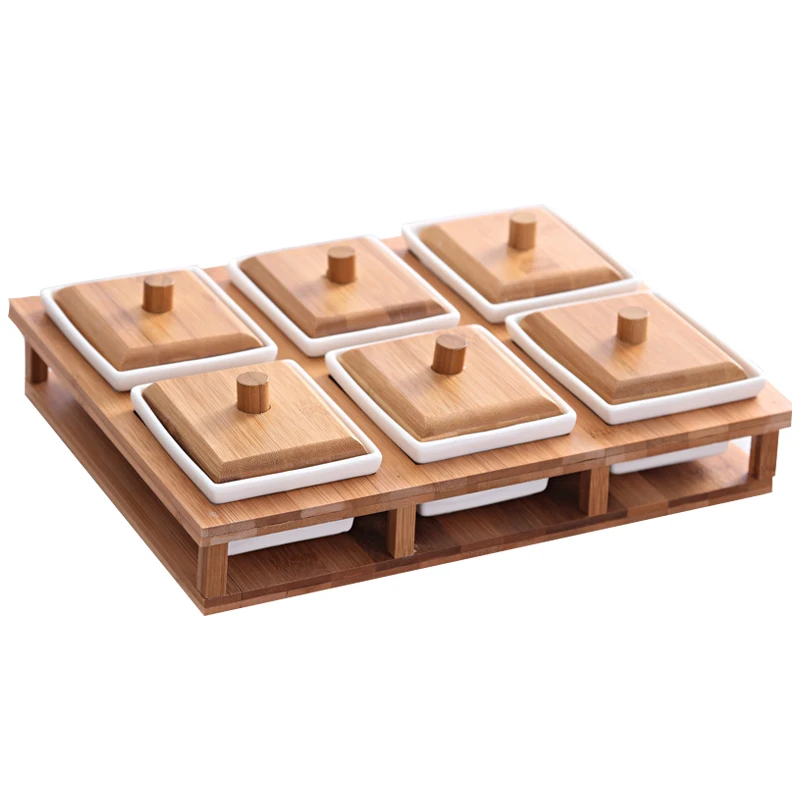 6 Grids/Spice Jars Creative Ceramic Nuts Boxes Living Room Tables Ceramic Sugar Jars Snacks Plates Household Food Storage Tanks