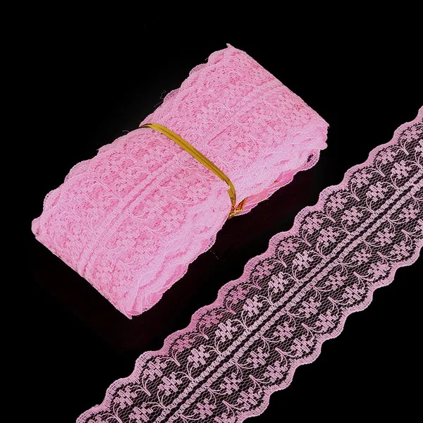 Pink 5 ярдов/партия, 19 цветов, кружево, лента, тесьма 45 мм, кружевная отделка, ткань, сделай сам, вышитая сетка, белый кружевной шнур для шитья, украшения - Цвет: Pink