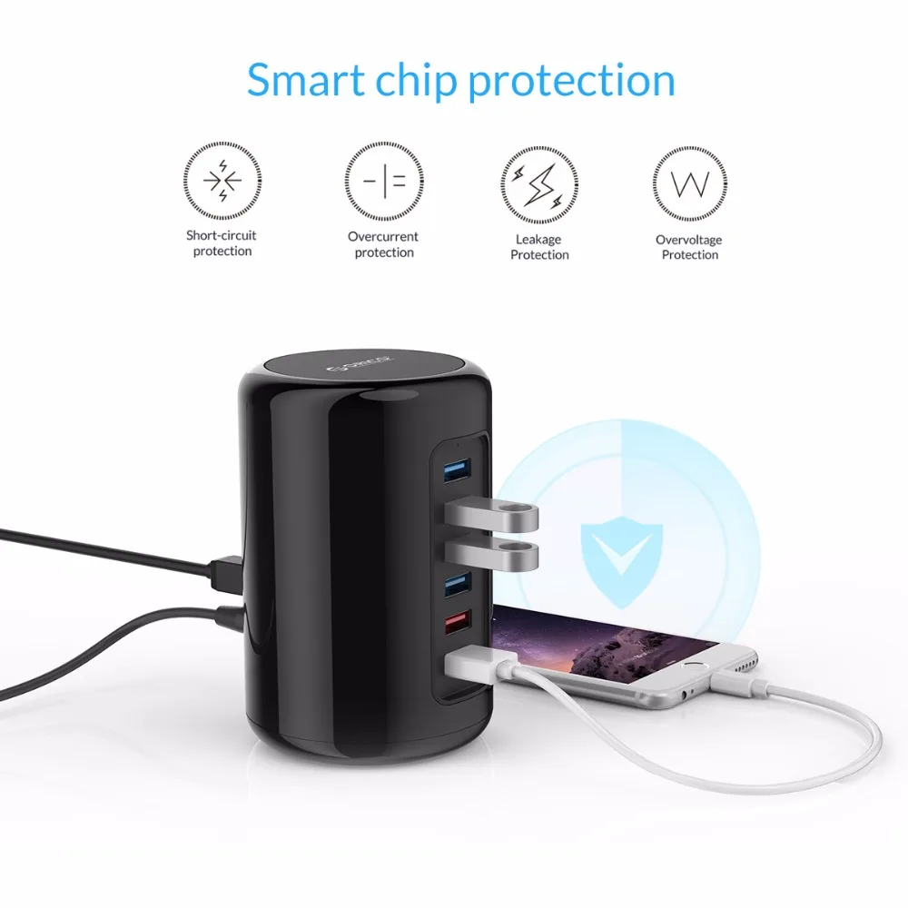 ORICO RH4CS-BK 4-Порты и разъёмы USB3.0 концентратор ABS Материал ультра-мини с 2 зарядки Порты супер Зарядное устройство 5V Макс 2.4A для зарядного устройства телефона-черный