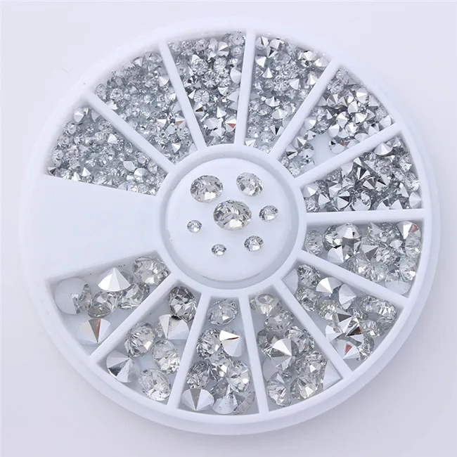 Clear Sharp White DIY ногтей колесо Типсы Кристалл Сверкающие Стразы 3D дизайн ногтей украшение белый AB Цвет акриловое сверло - Цвет: Clear Sharp White