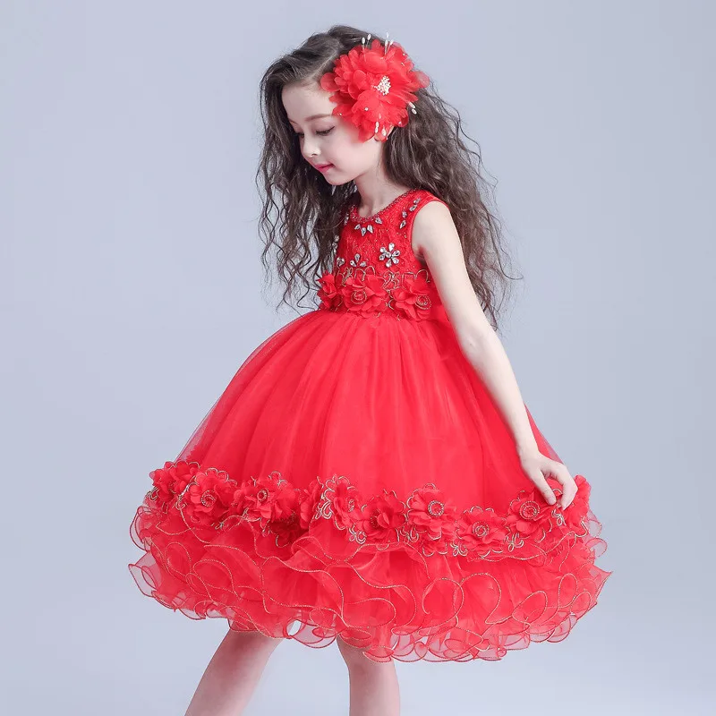 Бальное платье для девочек элегантное рождественское красное Vestidos Elegantes de gala 2019