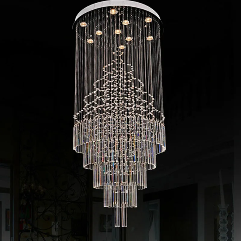 Современные хрустальные светильники для лестницы большая светодиодная длинная