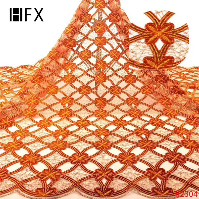 HFX Новое поступление африканская зеленая кружевная ткань Роскошная бархатная Высококачественная бархатная чистая кружевная ткань для платья H2304