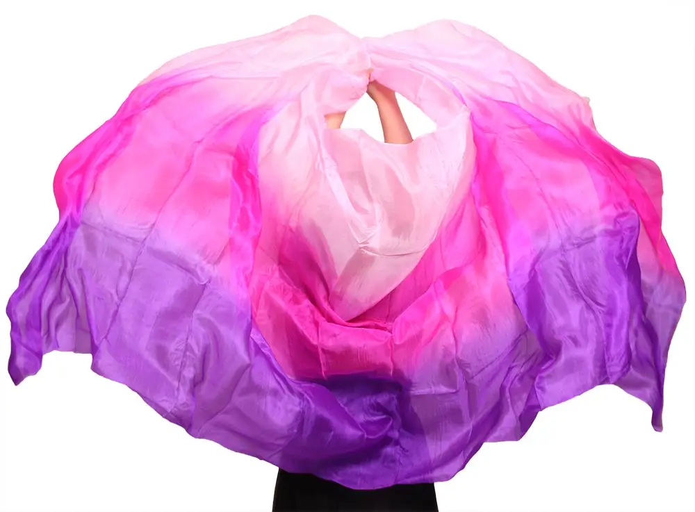 

design 100% real silk belly dance veil, cheap dance veils,tari perut kostum veil wholesale 250 270*114cm Pink+rose red+purple