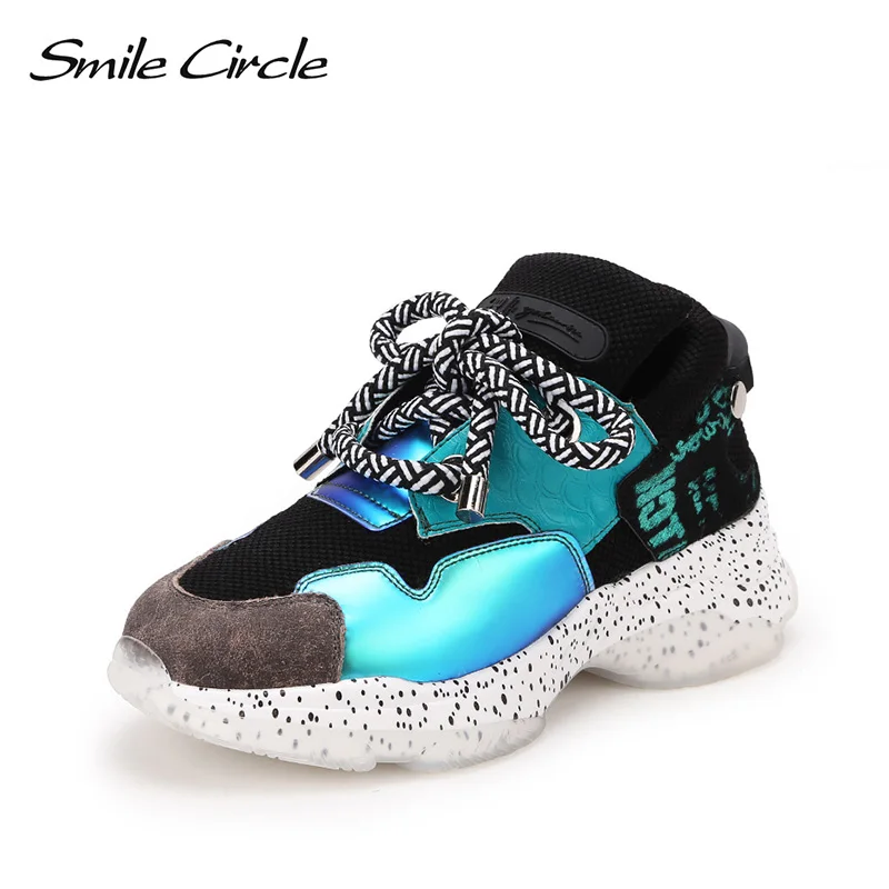 Smile Circle/женские кроссовки на плоской платформе Повседневные Дышащие женские из