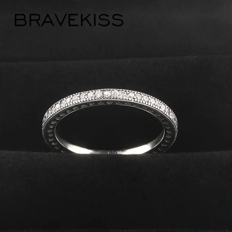 BRAVEKISS модные свадебные повязки 925 стерлингового серебра Вечность Кольца для