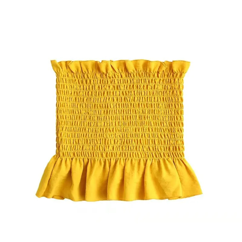 Мягкий Вязаный топ на бретелях с баской уличная одежда оборки без бретелек