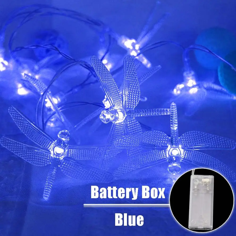 Blue (Battery) Рождественский Светильник Стрекоза светодиодный Сказочный светильник s 10 светодиодный s для рождественские вечерние украшения гирлянды USB или на батарейках IQ - Испускаемый цвет: Blue (Battery)