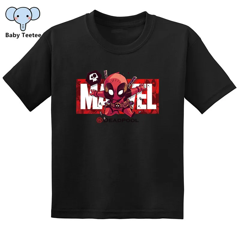 Детская футболка с дэдпулом Marvel; Забавные футболки с короткими рукавами для мальчиков и девочек; хлопковые летние топы с супергероями; детская модная футболка