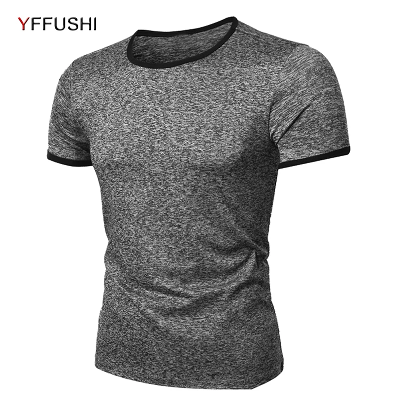 YFFUSHI Slim Fit Для мужчин футболки 2018 Лето o образным вырезом короткий рукав
