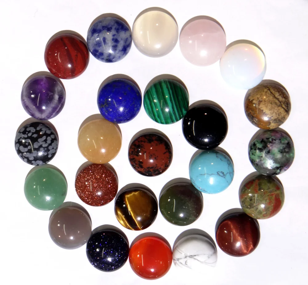 

18mm Natural stone Quartz crystal Turquoises tiger eye Round Cabochon Pendant for diy Jewelry making necklace Accessories30PCS