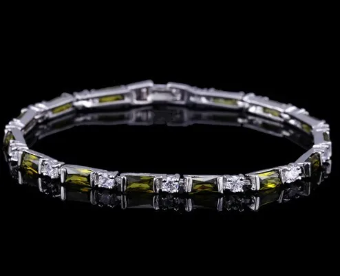 olive green CWWZircons Модный CZ очаровательный прекрасный Красный Зеленый Синий австрийский кристалл теннисные браслеты для женщин Рождественский подарок на год CB087 - Окраска металла: olive green