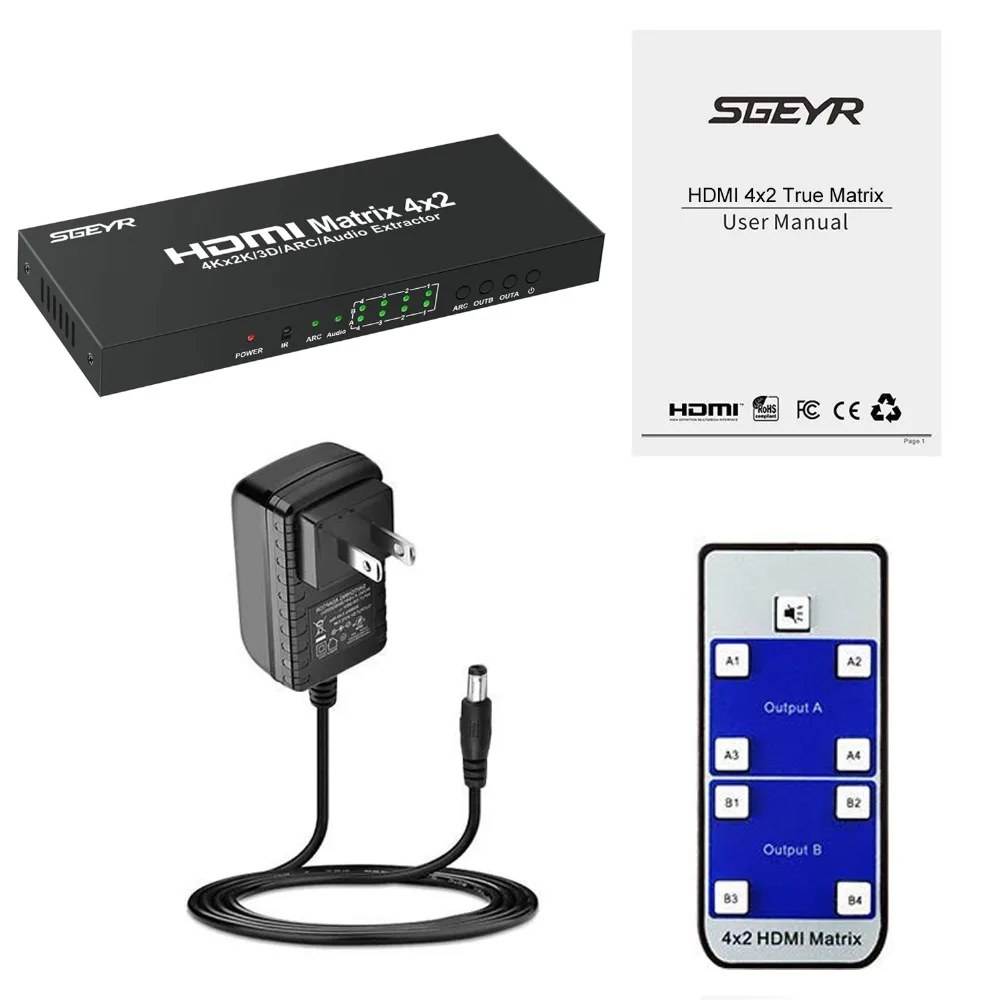 Матричный Коммутатор HDMI 4x2 матричный коммутатор с 4 входами на 2 выходами