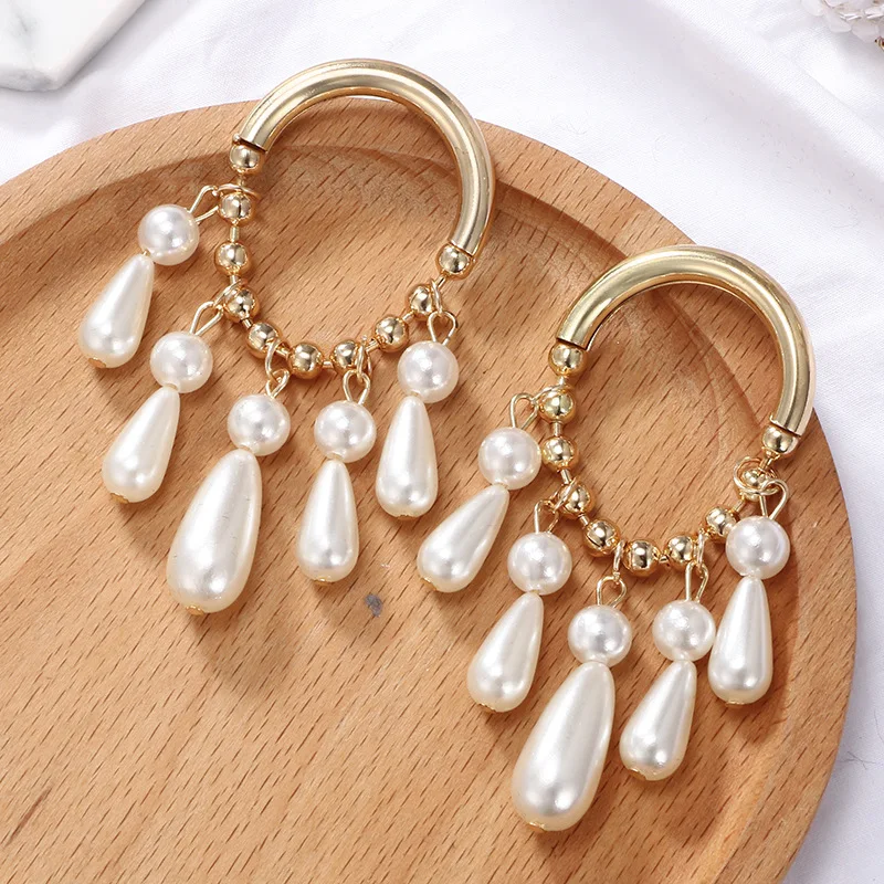 Женские большие круглые серьги boucle d'oreille корейские золотого цвета с имитацией