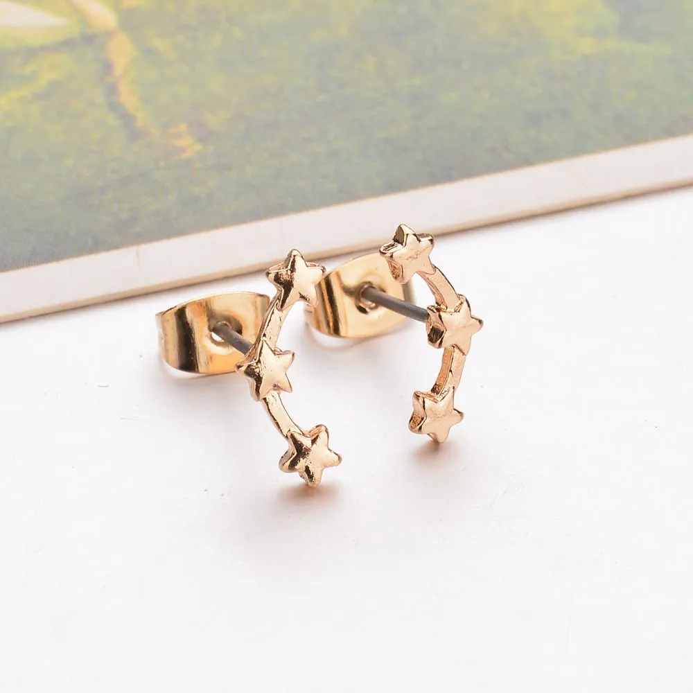 Mestilo Мода дизайн цвета: золотистый серебристый Симпатичные три крошечные звезды