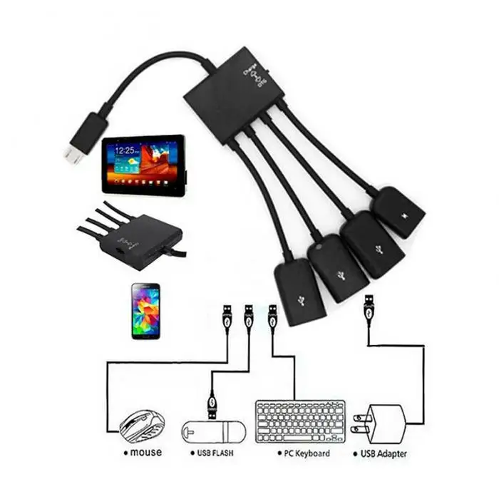 2018 4 портовый Micro USB OTG адаптер зарядного устройства|Кабели питания| |