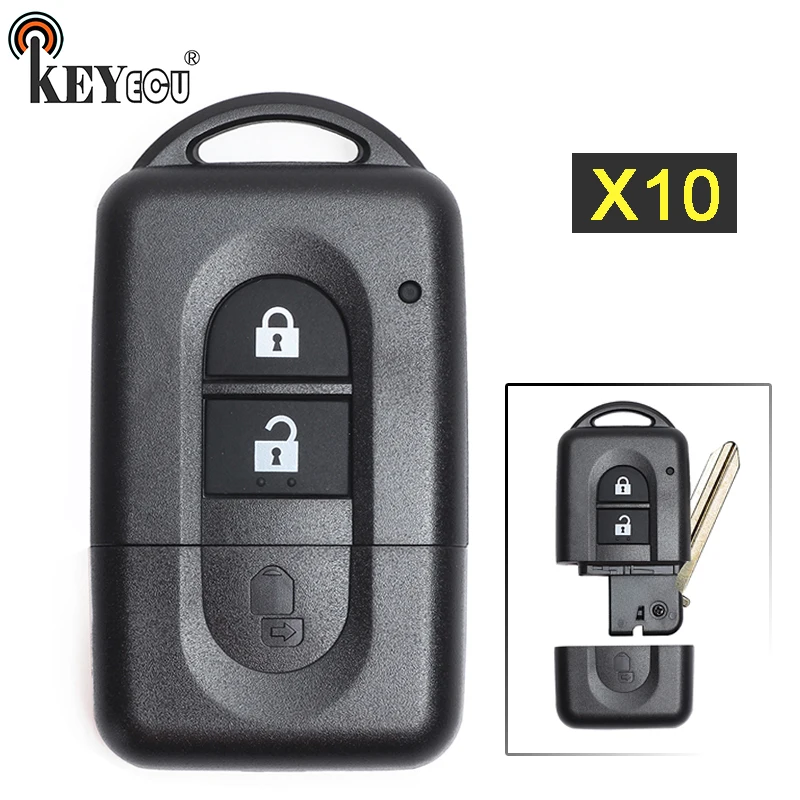 Запасной флип чехол KEYECU 10x для Nissan Micra Xtrail Qashqai Note Tiida Pathfinder с 2 кнопками