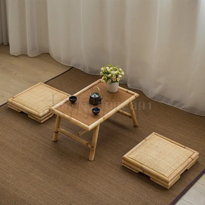 Simple bay window tatami coffee table table Japanese style small coffee table creative tea table and chairs solid wood Zen table - Цвет: 70x40x30cm 9