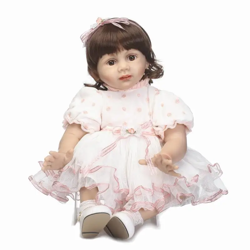 

NPK 24" 60cm New Handmade Silicone vinyl adorable Lifelike toddler Baby Bonecas girl kid bebe doll reborn menina de silicone