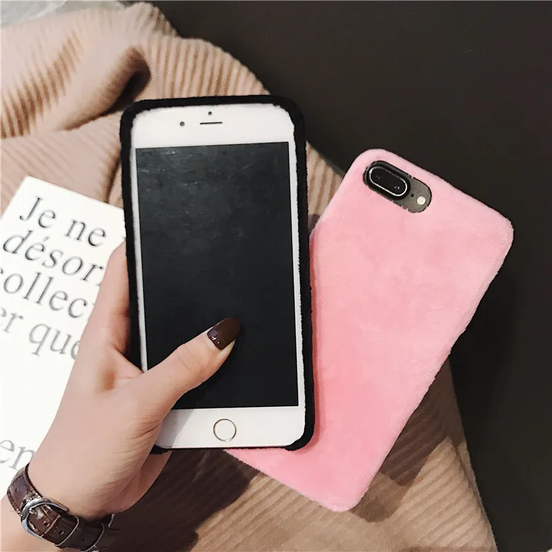 Простой жесткий чехол из поликарбоната с ворсом для iPhone 6 6s 7 8 Plus X Xr Xs Max Coer Etui