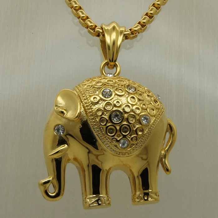 Цепочка Из Нержавеющей Стали 316L с кулоном в виде слона удачи ширина 60 см (23 6 дюйма)