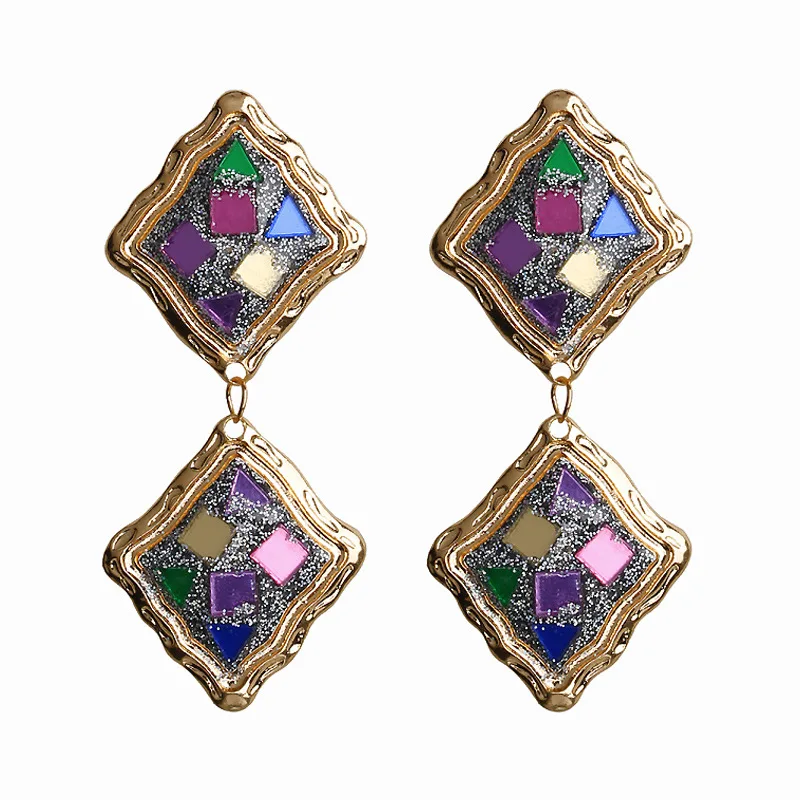 Find Me Новые Модные Винтажные геометрические длинные висячие серьги с блестками