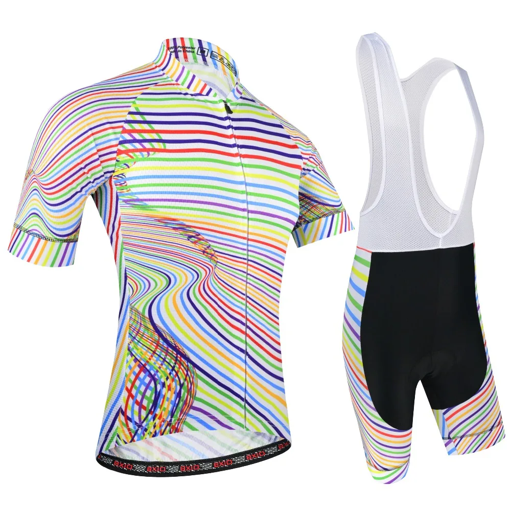 BXIO Brand Color Lines Cycling Clothing Men Gel Pad Bicycle Summer Short Sleeve Jersey Set Ropa Ciclismo BX-196 | Спорт и