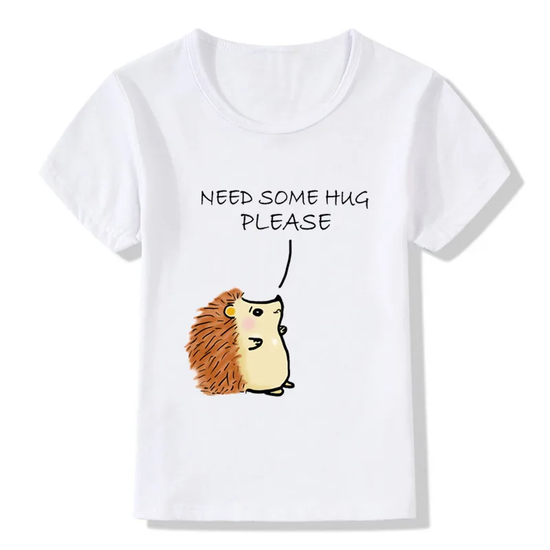 Детские Забавные футболки с принтом Ежика Hug/kiss летний топ для мальчиков и