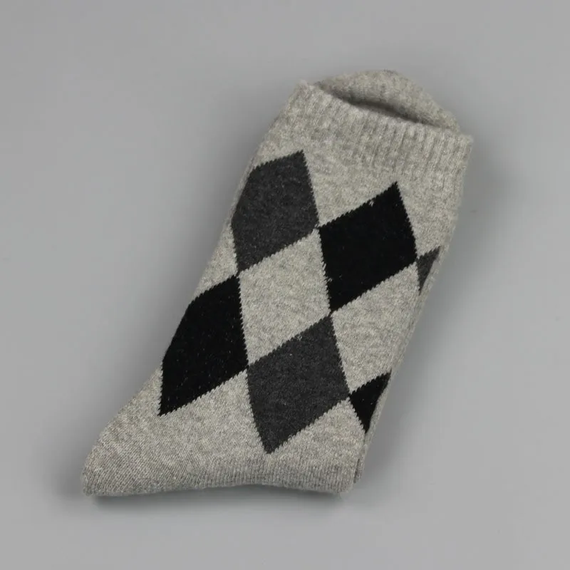 Лот из 5 пар Argyle/однотонные хлопковые мужские Зимние Повседневные носки